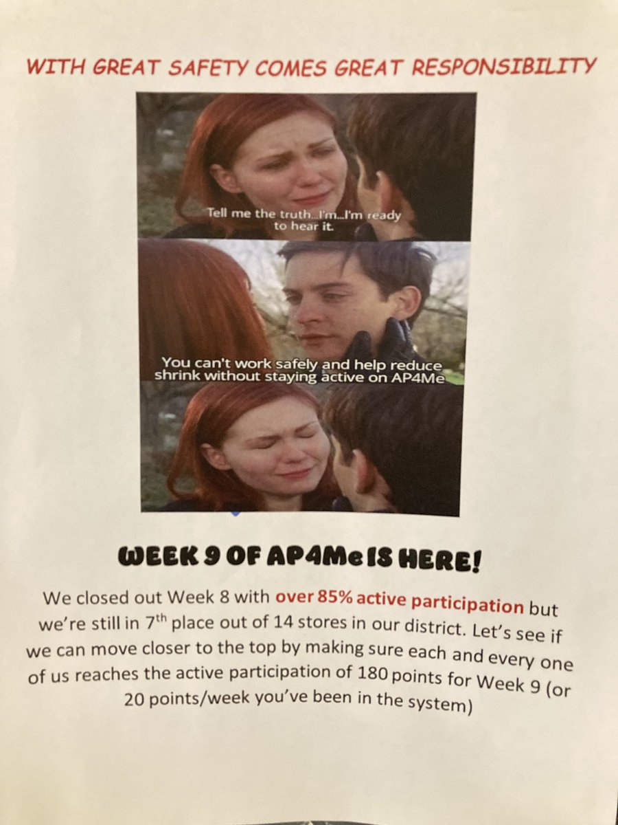 Love the creative messages each week to drive AP4ME participation at Lowes McCandless 3051 ⁦@AlexStempovschi⁩ ⁦<a href="/HorstNic/">Nic Horst</a>⁩