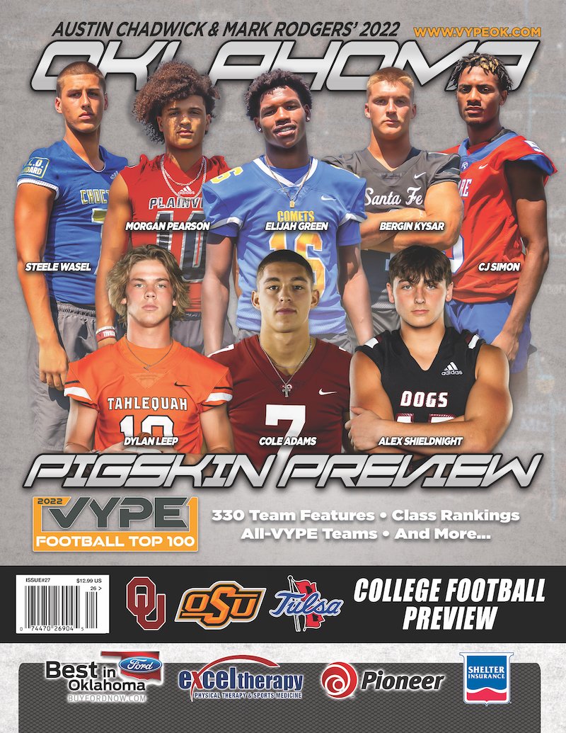 VYPEOK's tweet photo. Pre-Order your copy of the 2022 Pigskin Preview and view the VYPE Top 100 and team previews before anyone else!
Pre Order Link: https://t.co/0jQFhqElX9
Special thanks to our sponsors Oklahoma Ford Dealers, Shelter Insurance, Excel Therapy Specialists and Pioneer Telephone Coop https://t.co/VQx5T4zZ64