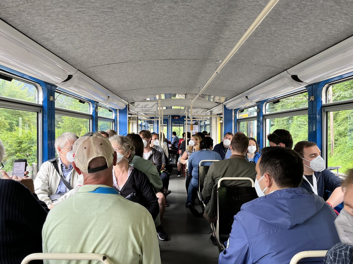 HandixSci's tweet photo. Matt and Gavin join their conference crew up a cog railroad! They're out at the 5th International Conference on Transport, Atmosphere, and Climate in Bad Aibling, Germany, and will be out at the Aerosol Science CDT Annual Conference in Bristol UK July 6-7! https://t.co/1aRR00jdpD