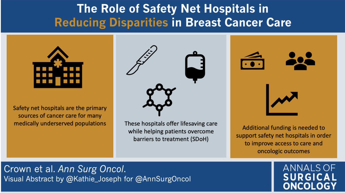 Safety-net hospitals are a key resource in helping to mitigate #breastcancer disparities related to social determinants of health. But there's still much work to do - important review by @angelenacrown and @Kathie_JosephMD in @AnnSurgOncol. #bcsm dx.doi.org/10.1245/s10434…