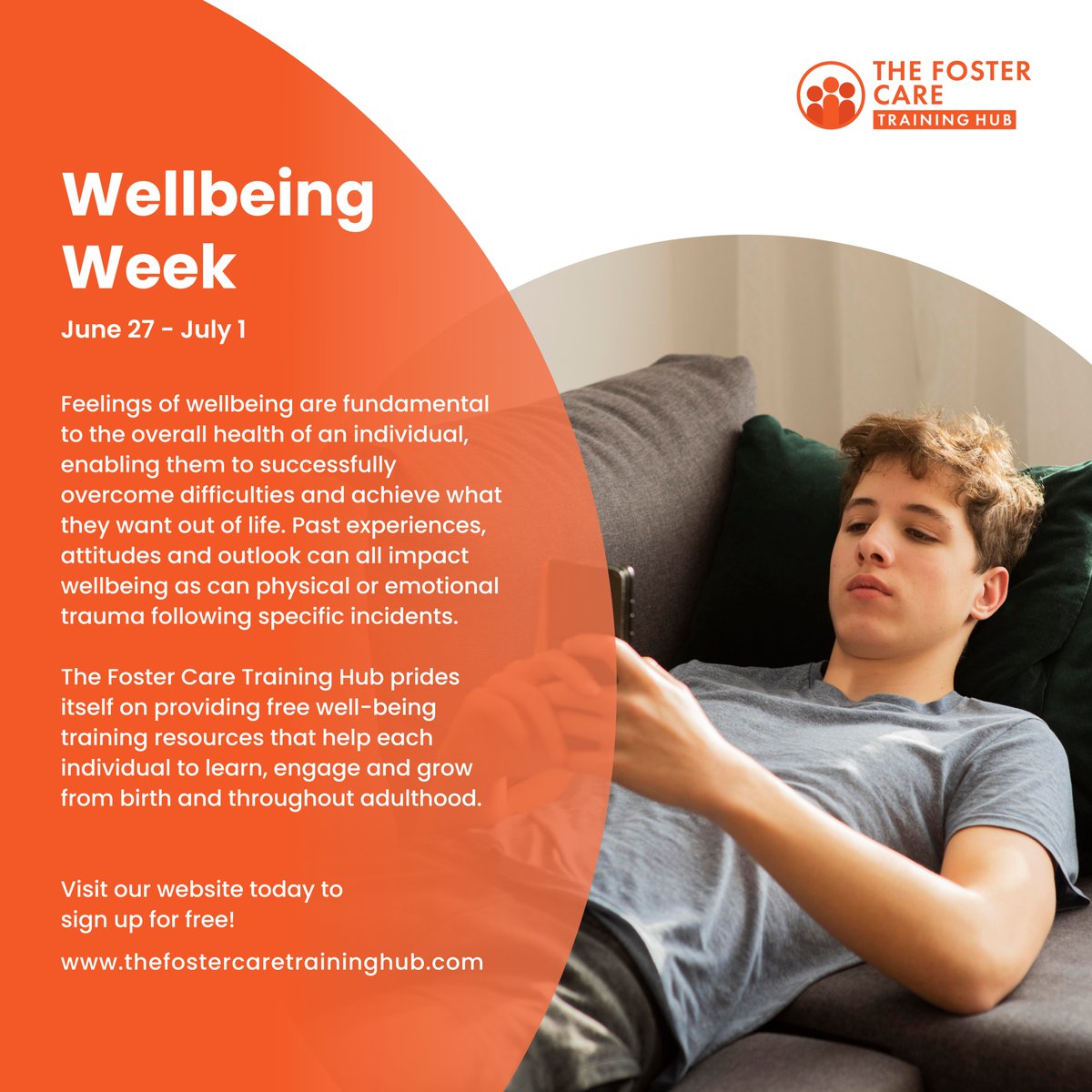 TrainingHubFOS's tweet image. It’s wellbeing week!

The Foster Care Training Hub prides itself on providing free well-being training resources that help each individual to learn, engage and grow from birth and throughout adulthood.

Sign up for free today: thefostercaretraininghub.com

#wellbeingweek #training
