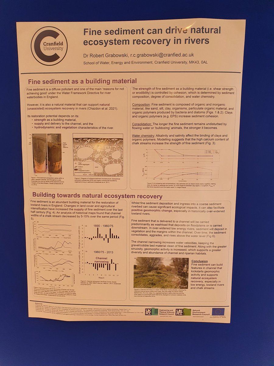 Showing the importance of <a href="/EPSRC/">Engineering and Physical Sciences Research Council</a> funded research on sediment erosion to river restoration #RRCConference <a href="/cranfieldwater/">Cranfield Water</a>