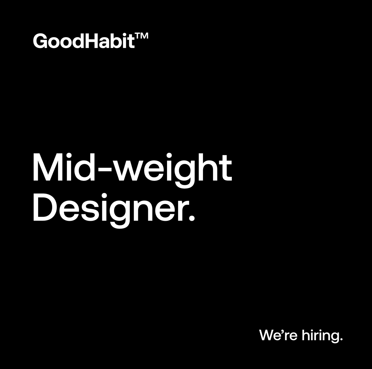 goodhabitstudio's tweet photo. We're hiring 🎉

Come join us in our London studio. 
Folio links to info@goodhabit.studio

#designjobs #midweightdesigner https://t.co/PoYdVLjzE9