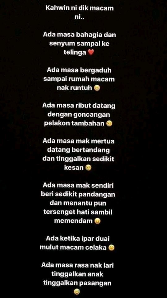 Ayyren26's tweet photo. Realiti perkahwinan 🙃 https://t.co/6lwdZezXLz