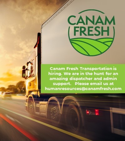 Canam_Fresh's tweet photo. It's always a good time to be involved in the agriculture and food industry, and luckily, we are hiring.  Canam Fresh Transport is looking to hire a dispatcher and support admin.  Please send us your resume to humanresources@canamfresh.com or visit our website to learn more. https://t.co/dza3epxrAj