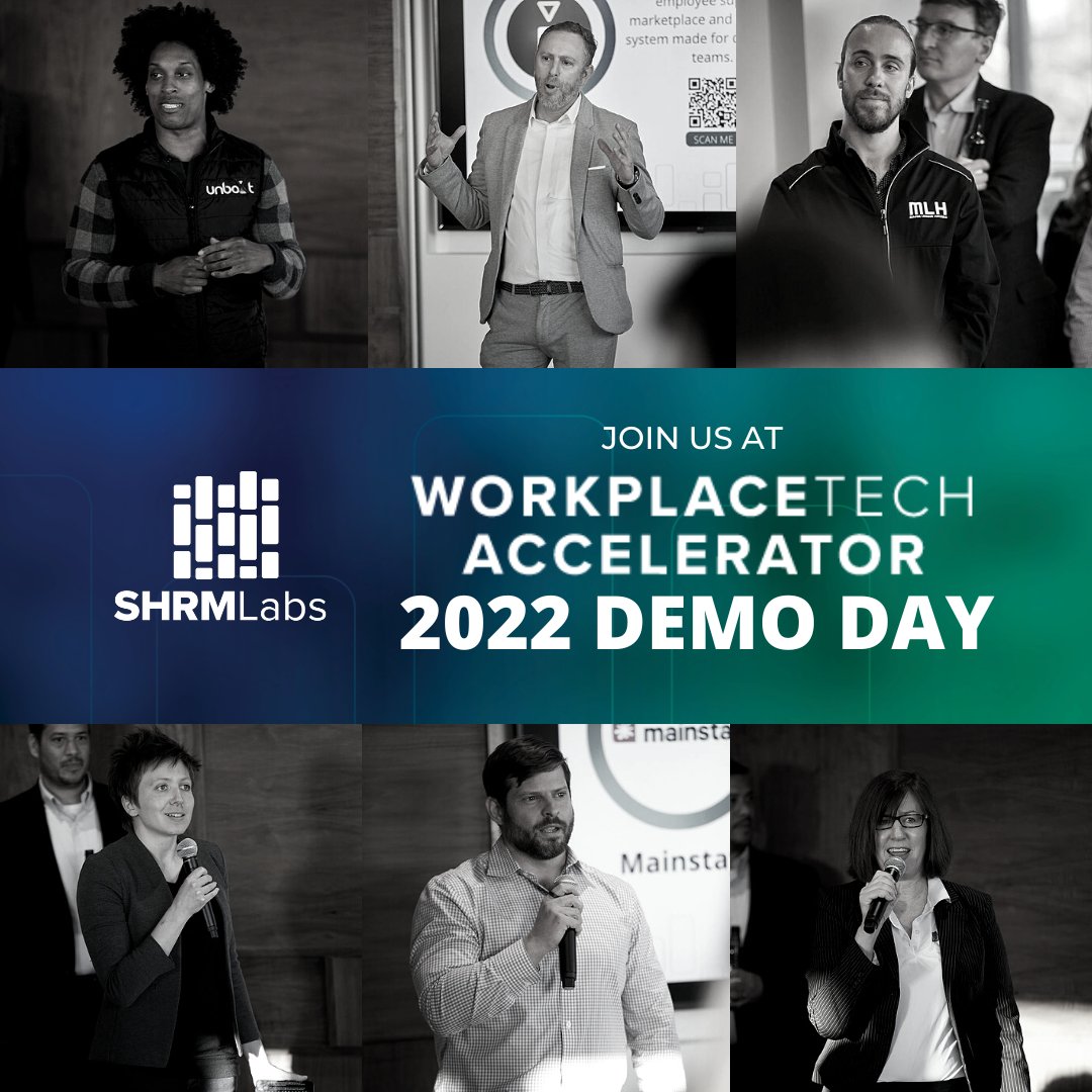 memocorea's tweet image. Proud of the inaugural cohort of SHRMLabs’ WorkplaceTech Accelerator program. Get to know them by attending our demo day on Thursday, June 30th at 3 pm ET. Register here: shrm.co/gajial
#SHRMLabs #ElavatingHR #WorkplaceTechAccelerator #HRTech #2022DemoDay @SHRM