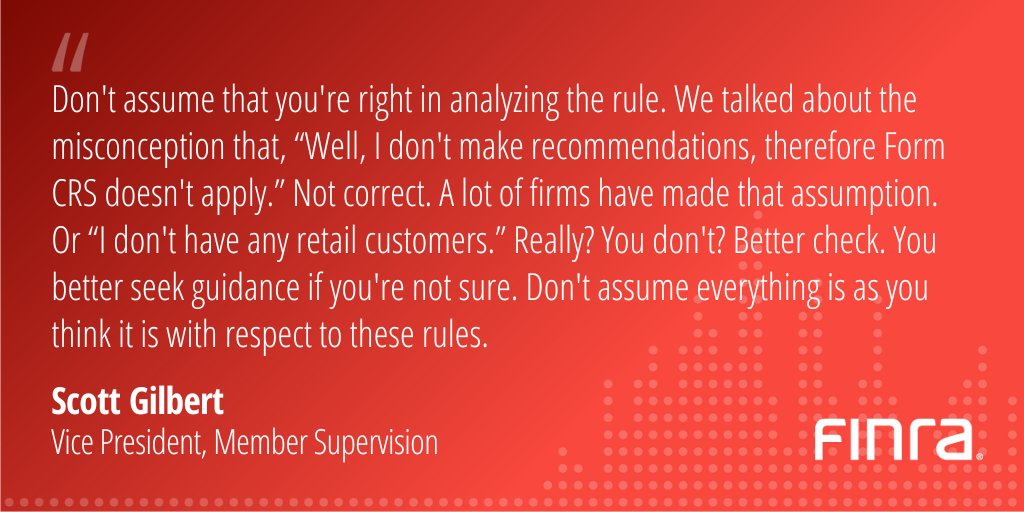FINRA's tweet photo. June 30th marks the 2nd anniversary of the implementation of #RegBI and Form CRS and we're celebrating on today's episode of #FINRAUnscripted with a deep dive into everything @FINRA has learned on the topic over the last two years.

Listen here 🎧 https://t.co/rhgTadyuk3 https://t.co/OQVgzUJCPD