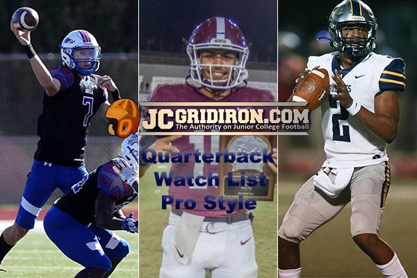 The JCGridiron Pro Style QB Watch List has been released.  Get inside to see who is on the list at jcgridiron.rivals.com
<a href="/NJCAAFootball/">NJCAA Football</a> @CCCAASports <a href="/scfafootball/">Southern California Football Association</a> <a href="/NJCAA/">NJCAA</a> <a href="/BlueDragonsFB/">Hutchinson Blue Dragon Football</a> <a href="/mtsacfootball/">Mt. SAC Football</a> <a href="/Holmes_Football/">Holmes CC Football</a>