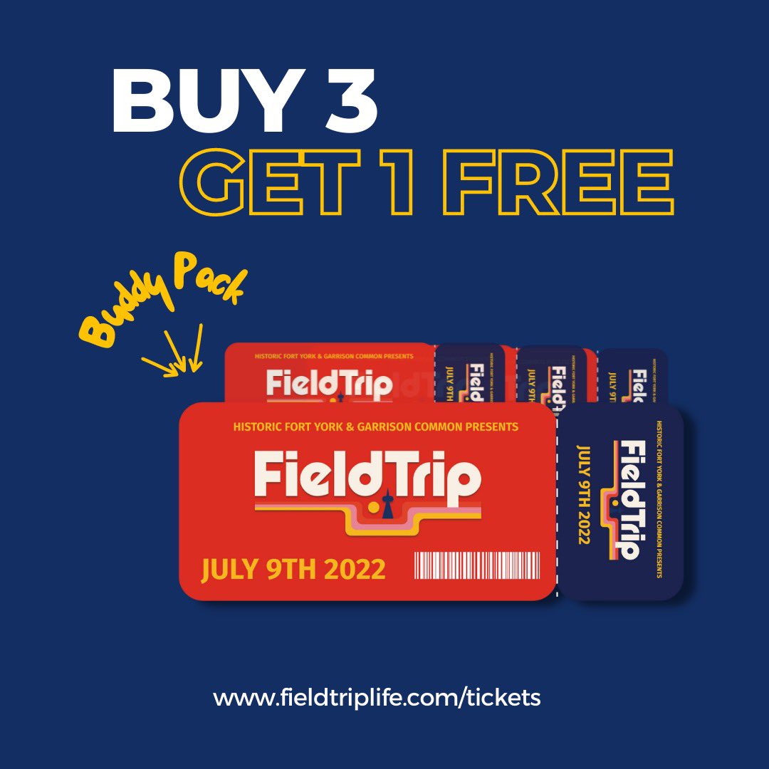 We’ve launched for a limited time our BUDDY PACK. Get 4 tickets for the price of 3!

fieldtriplife.com/tickets