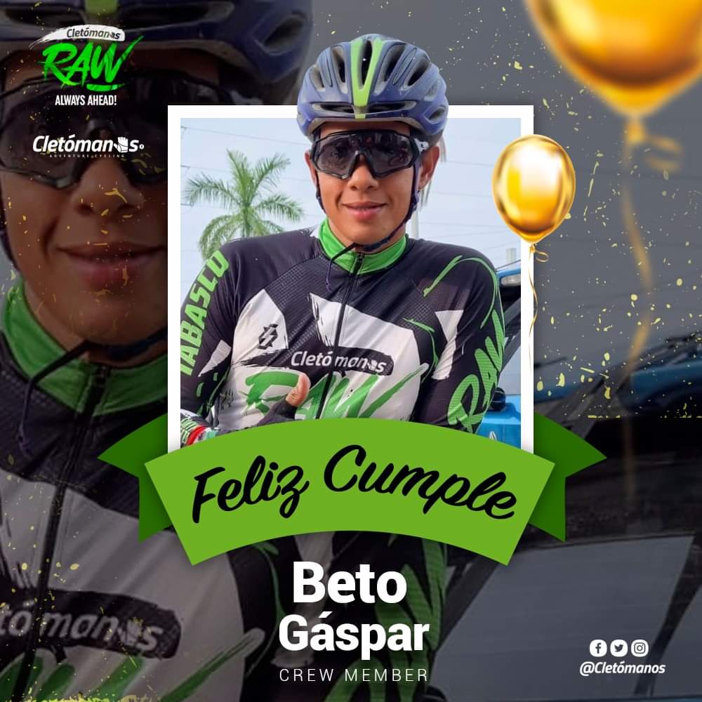 cletomanos's tweet photo. Todos en el equipo de Cletómanos nos unimos para enviar felicitaciones a nuestro Crew Member Beto Gaspar por estar cumpliendo un año más de vida, deseamos que se cumplan muchos kilometros mas de aventura en la bicicleta, felicidades! https://t.co/iDAxuQKACA