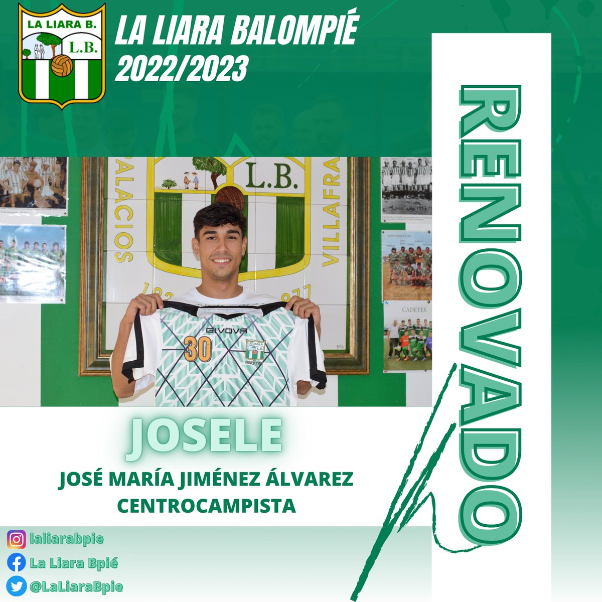 LaLiaraBpie's tweet photo. 📣COMUNICADO OFICIAL💚
Los capitanes del primer equipo, Enrique, Chato y Josele, renuevan con el club para la temporada 22/23. 🤝
Queremos agradecer enormemente el esfuerzo y rechazo ante cualquier oferta que le han sido propuesta, que no han sido pocas. https://t.co/4IGzh4U7i0
