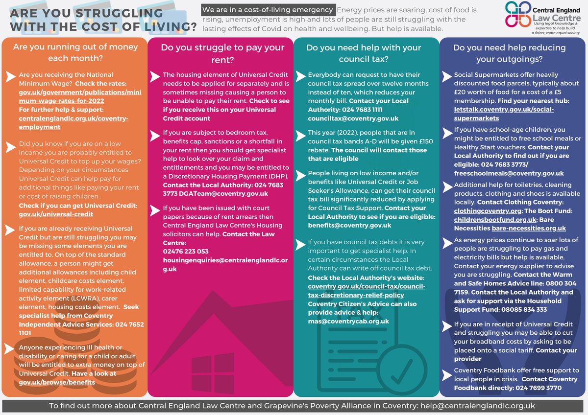 We've produced a step-by-step guide for how to help people in #Coventry today with the #CostOfLivingCrisis - follow this checklist and download here: bit.ly/struggling-cos…