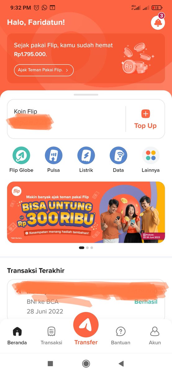 nondiroo's tweet photo. Install flip sejak 2017, dann masih setia jadi penggunanya hingga sekarang dongg. Dan gak nyesel install flip, karena memang sangat membantu sekali, transfer ke rekening manapun mah hayukk aja 😆 @flip_id #FlipWujudkanHematmu
#HarinyaFlip https://t.co/8xCevCm2pH