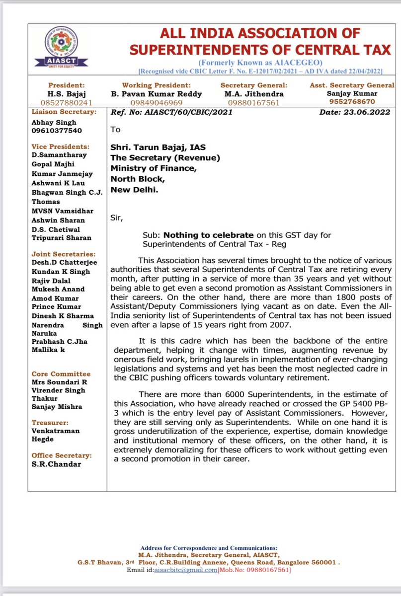 rabishchandra's tweet photo. #nothingtocelebrate @cbic_india on the #GSTday
When the Cadre Review of the department is sought to be conducted in secrecy.
@FinMinIndia
@DoPTGoI
@PMOIndia
#GST
#Superintendent
#CadreRestructuring https://t.co/FzYaA1rEZr