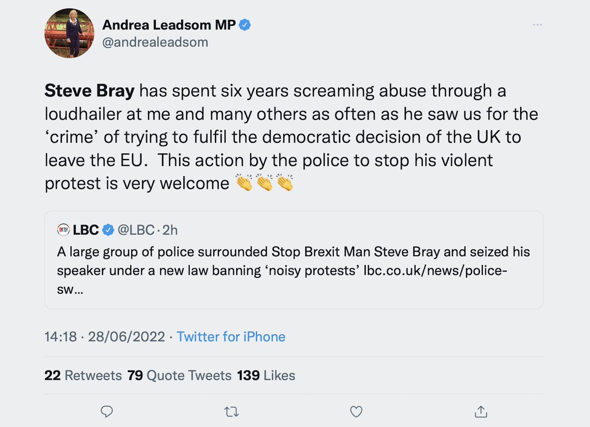 XRebellionUK's tweet photo. This Government is so used to being unaccountable liars that they view someone like Steve Bray speaking in Parliament Square as violence.

This law is designed to keep the public far from MPs as as they erode our rights and our democracy. But we won't be silenced. #KillTheBill https://t.co/c5oeRFlfB0