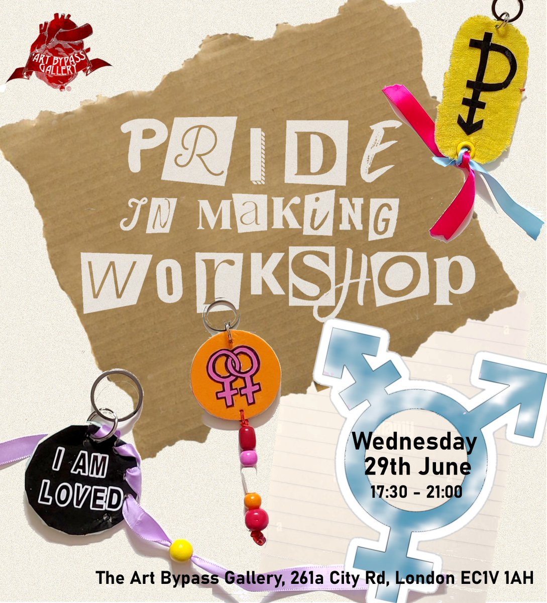 <a href="/wearesweetart/">Sweet 'Art</a> at The Art Bypass Gallery presents Pride in Making, an opportunity to celebrate the achievements of the LGBTQ+ community, through a guided workshop, creating affirmation keyrings in appreciation of the queer community. #PrideWeek Book here: ow.ly/axaK50JJs2R