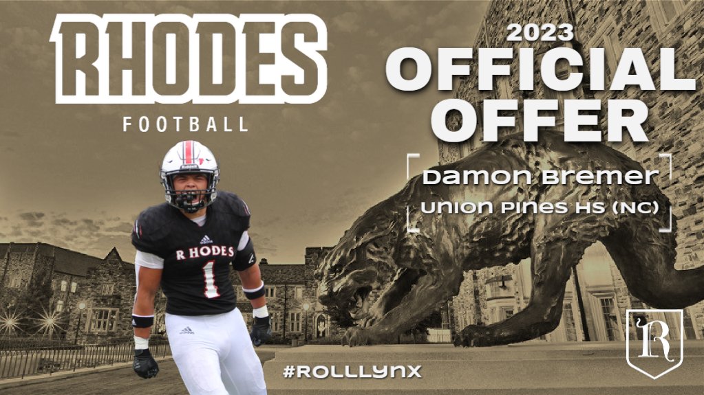 DamonBremer22's tweet photo. Thank you @RhodesFootball for the visit and after a great talk with @CoachATChau and @coachrichduncan I'm thankful to receive an offer to this great program! @TrousdaleJason @UPHS_Football https://t.co/0Y5jeDVJfW