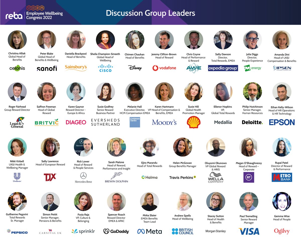 Thank you to the facilitators at the Employee Wellbeing Congress today who gave support and shared ideas with our delegates that will help them shape their strategy.

Learn more: bit.ly/EWC22TW #REBAWellbeing