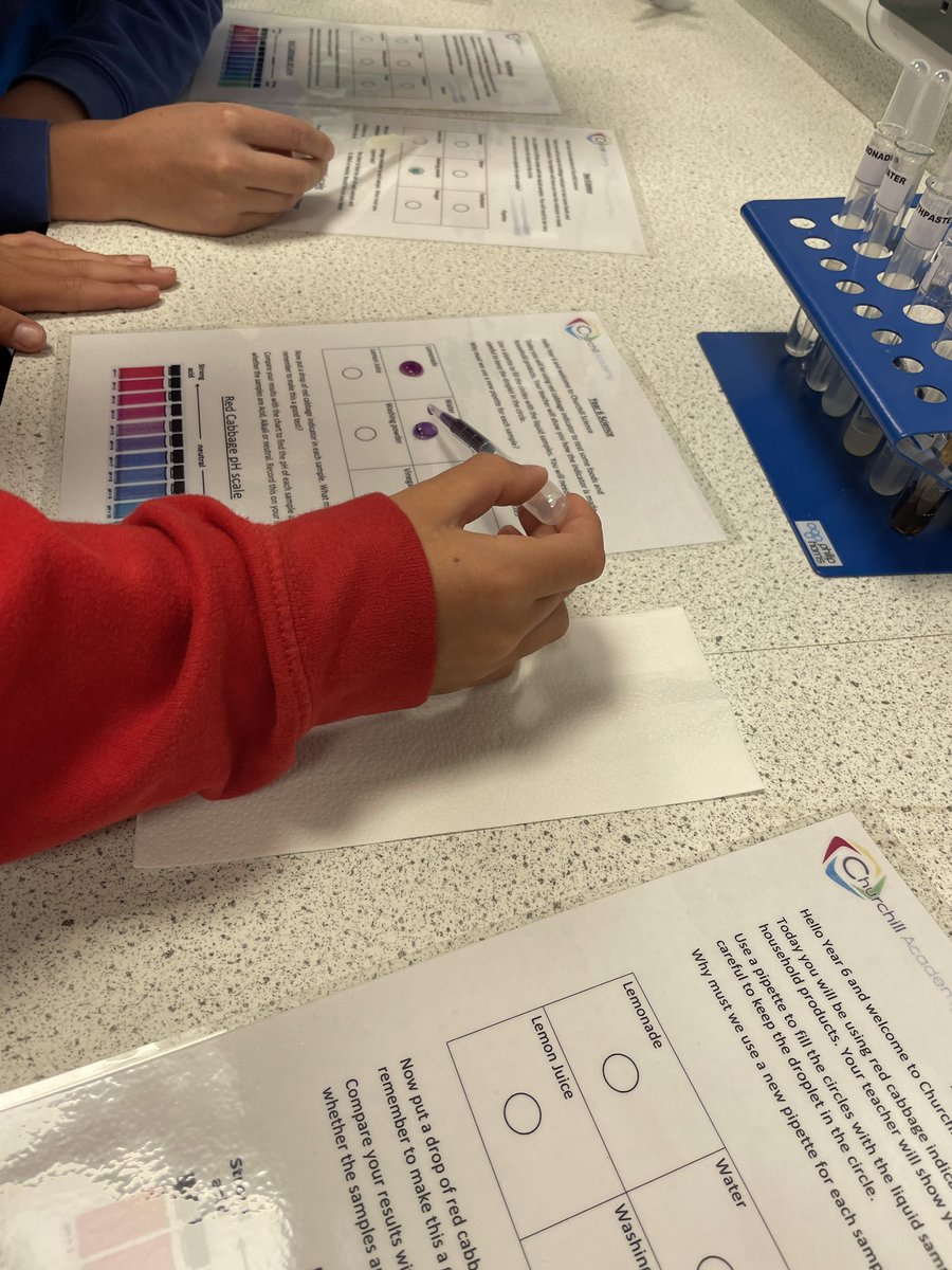 y6s tried out some micro-scale chemistry in their science induction lesson <a href="/ChurchillAcad/">Churchill Academy & Sixth Form</a> today. They really enjoyed using the red cabbage indicator- some science you CAN do at home! #TeamScience