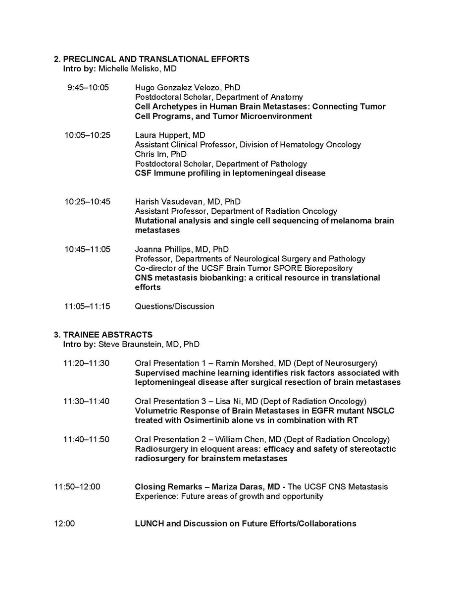 First UCSF CNS Metastasis Live and Virtual Symposium!  This week - Thursday, 6/30
8:00 AM - 12:00 PM PT, followed by lunch.  Free but registration required. see details below <a href="/UCSFCancer/">UCSF Helen Diller Family Comprehensive Cancer Ctr</a> <a href="/OncoAlert/">OncoAlert</a>