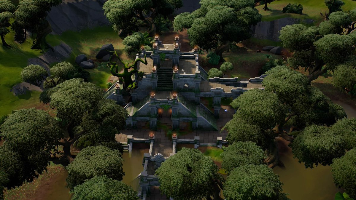 HYPEX's tweet photo. UPCOMING MAP CHANGE!

There's an unreleased POI named "The Tower" that is set to be in the place of the Temple between Rocky Reels &amp; The Joneses, and Epic just announced that next update July 5th, the Temple will change. 👀 https://t.co/HYC0RK2fkF