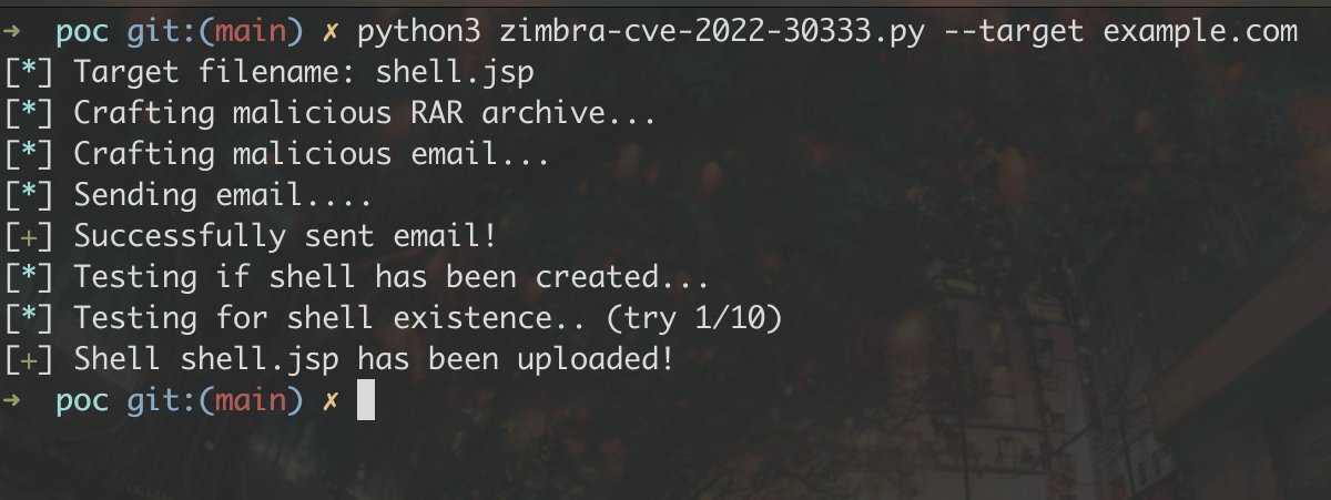 ⚠️ Zimbra Mail pre-auth RCE via Path Traversal bug in unrar (CVE-2022-30333).  This is probably my most impactful bug so far, especially after Zimbra has been the target of a 0day campaign likely conducted by a state actor. More details in this blog post: blog.sonarsource.com/zimbra-pre-aut…