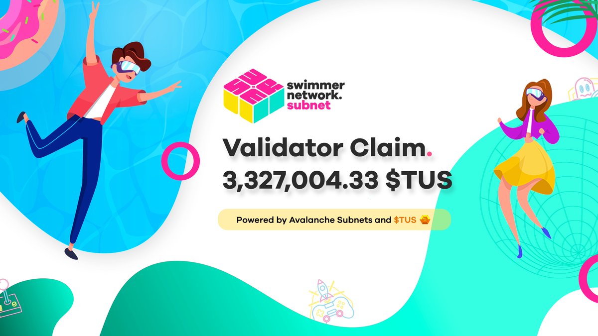 Dear Swimmers!🏊‍♂️💦

A Validator Claim has been completed for a total of 3,327,004.33 $TUS in the Pool!💎

Claim distribution details:

🔥Burnt (50%): 1,663,502.19 $TUS
🌊Ecosystem (10%): 332,700.43 $TUS
🤝Validators (40%): 190,114.53 $TUS x7

Txn:
avascan.info/blockchain/swi…