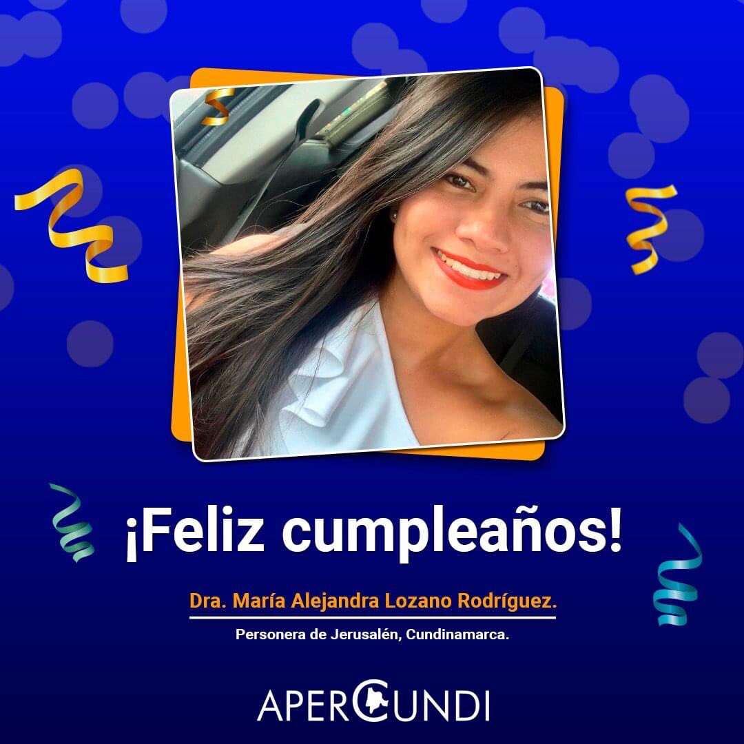 APERCUNDIN's tweet photo. 🎂🎉👏🏻🎁🎊🎈Enviamos de manera muy especial un saludo de felicitación en su cumpleaños a la Dra. María Lozano Rodríguez, personera de Jerusalén, Cundinamarca, deseándole lo mejor en su día.

Destacamos su labor y dedicación en pro de la defensa de los DD.HH de su comunidad. https://t.co/zDCVk84acg