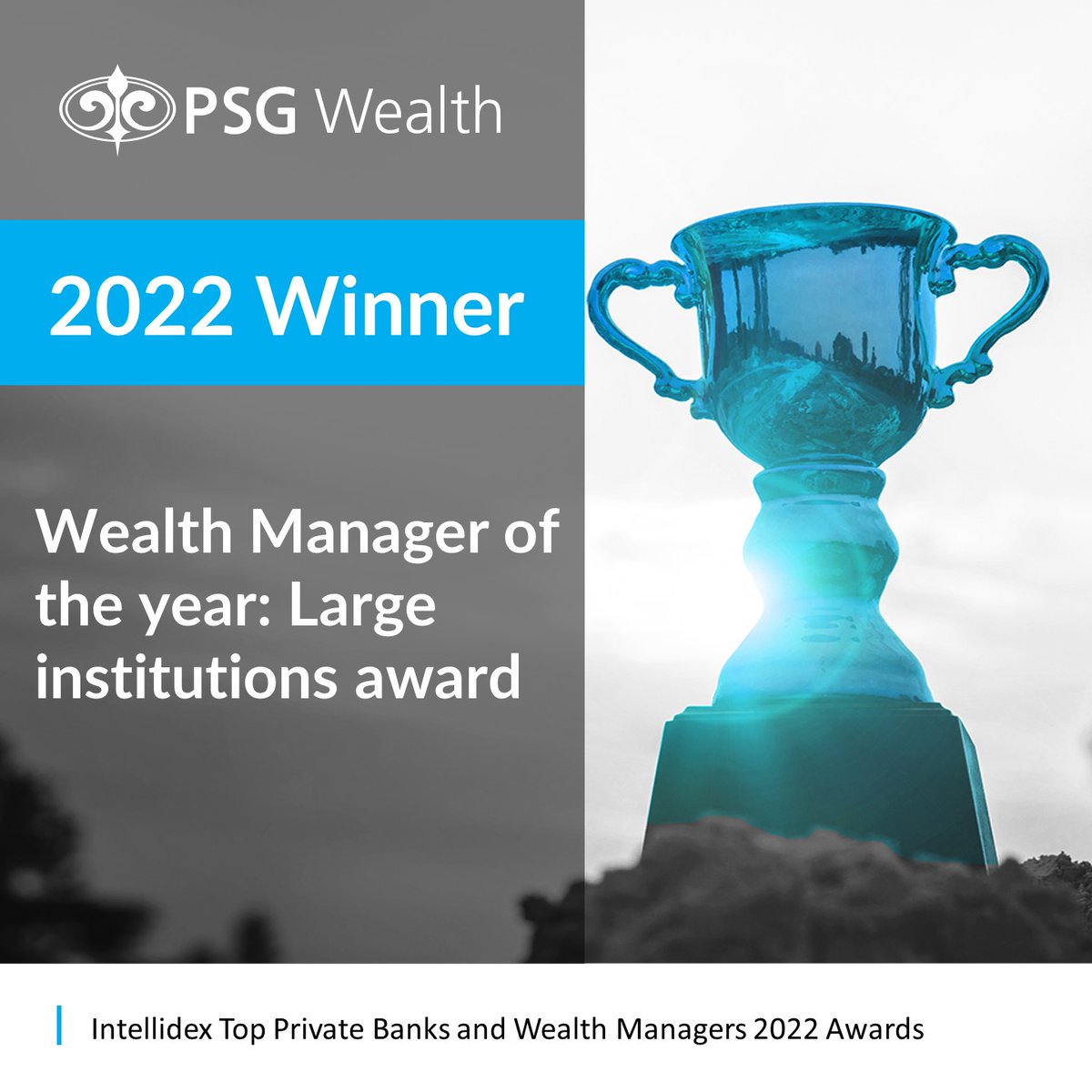 PSGWealth's tweet photo. PSG Wealth was recognised as the Top Wealth Manager of the Year: Large Institutions in the Intellidex Top Private Banks and Wealth Managers 2022 Awards. We view this accolade as a testimony to us delivering on our value proposition to our clients. https://t.co/foasRQ8OPk