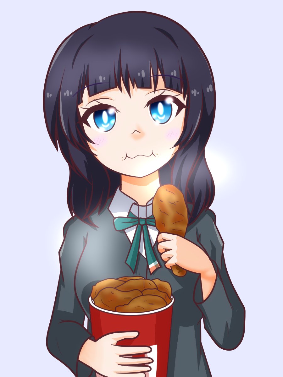 1girl food eating school uniform solo blue eyes nijigasaki academy school uniform  illustration images