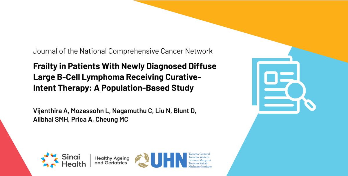 <a href="/SinaiHealth/">Sinai Health</a>/<a href="/UHN/">University Health Network</a> Geriatrician, Dr. Shabbir Alibhai as well as <a href="/abivije/">Abi V</a> @ancaprica @mattcheungmd et al. released a new study which explores #frailty in patients with newly diagnosed Diffuse Large B-Cell #Lymphoma receiving curative-intent therapy. To read: bit.ly/3NtG9Fh