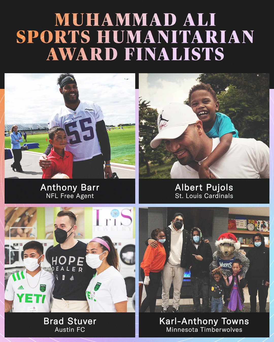 ESPN on Twitter "The finalists for the 2022 Muhammad Ali Sports Humanitarian Award have been