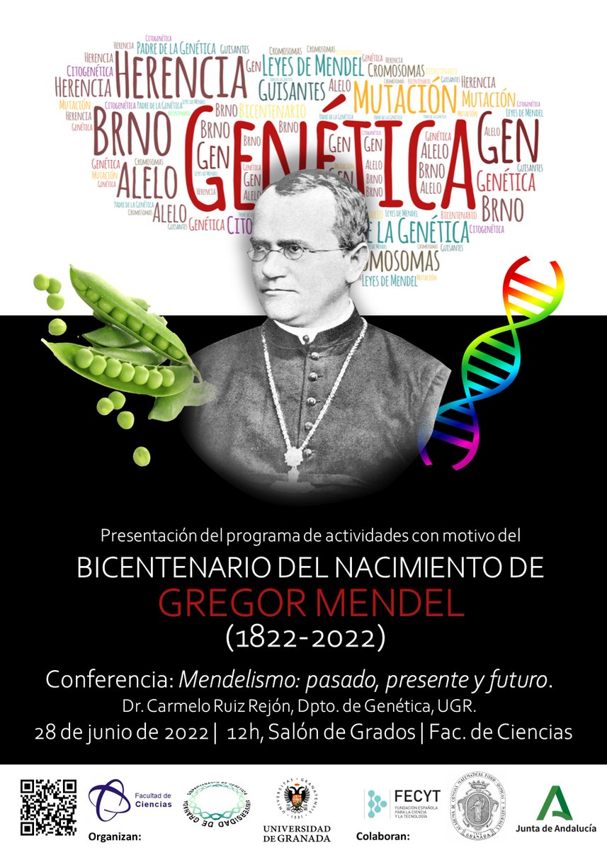 r_navajas's tweet photo. Programa de actividades conmemorativas del 200 aniversario del nacimiento de Mendel en la @fcienciasugr de la @CanalUGR 

🤓😎🌱🧬

#Mendel200 https://t.co/TckhO7MpmZ