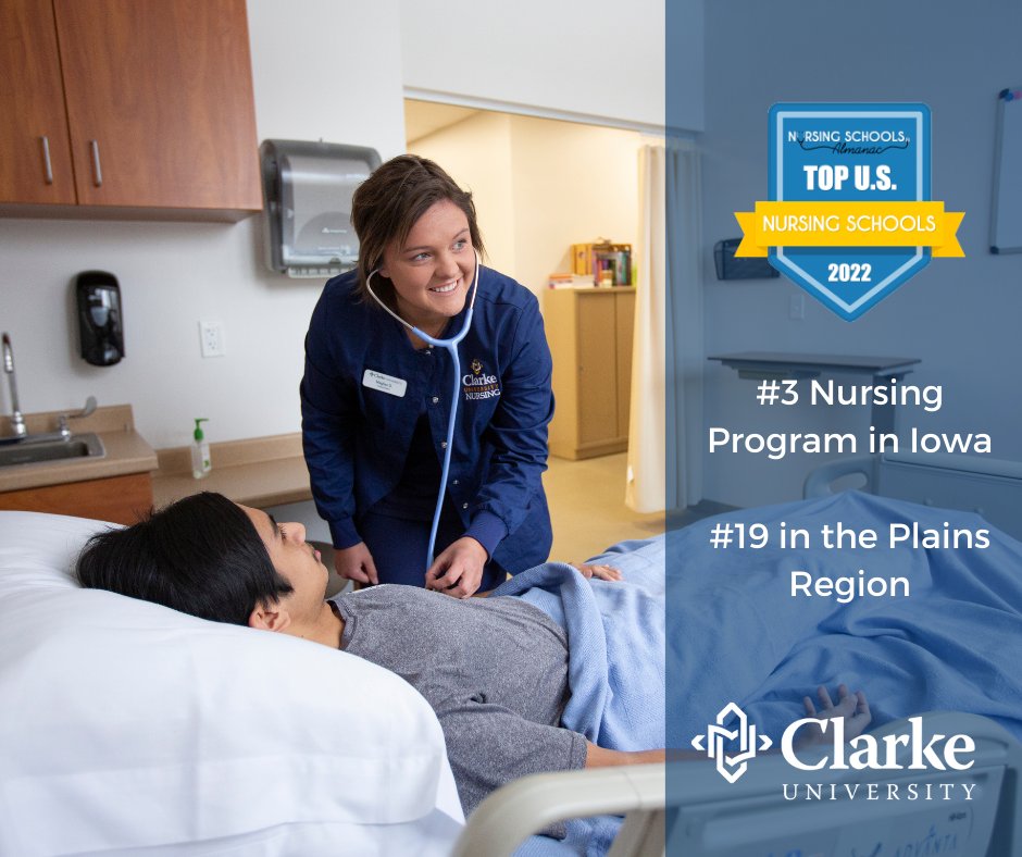 We are excited to announce that Clarke University Nursing program has been ranked #3 Best School in Iowa according to the 2022 Nursing Schools Almanac. Learn more about our Nursing program at clarkeu.info/3yqoQAF