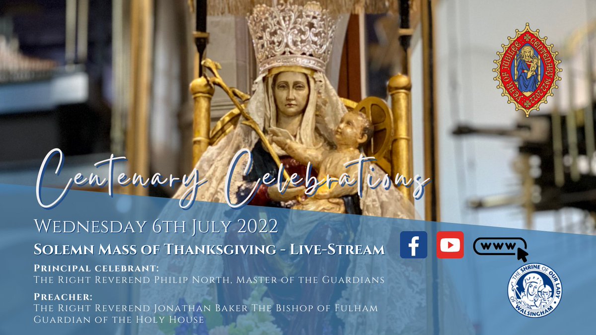 ShrineOLW's tweet photo. On 6th July 1922, Fr Patten set up the image of Our Lady of Walsingham in the Parish Church. From that day pilgrimage to Walsingham was restored! 
We will be live-streaming our Solemn Mass of Thanksgiving on Wednesday 6th July at 12.00pm. Please join us! 
https://t.co/NjbKmpqBwg https://t.co/kcOsKt2XOJ