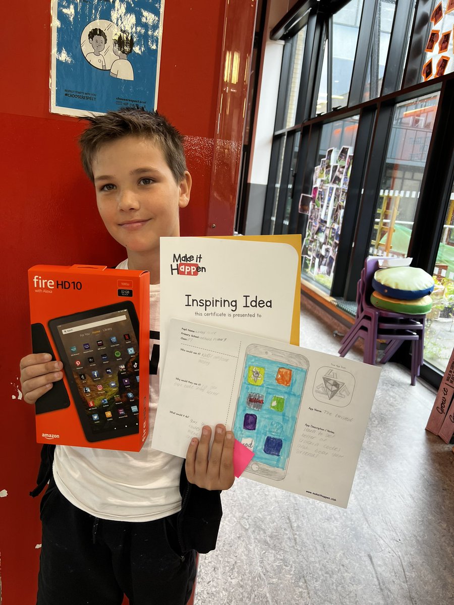 misskarran's tweet photo. A huge congratulations to L for winning the ‘Make it Happen’ competition. He designed a new app which has now been created! He also won amazing goodies! I am so proud of you, L - well done! https://t.co/1t9uYWCdW4