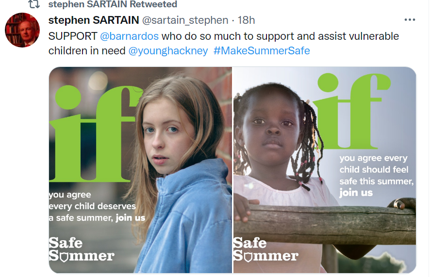 Springfield_Lab's tweet photo. @sartain_stephen @barnardos @younghackney SUPPORT @barnardos who do so much to support and assist vulnerable children in need @younghackney #MakeSummerSafe @HackneyLabour @NSPCC @ChildrenWV @CHILDLINE1098 @hackneycouncil https://t.co/lsqdlCJhsu