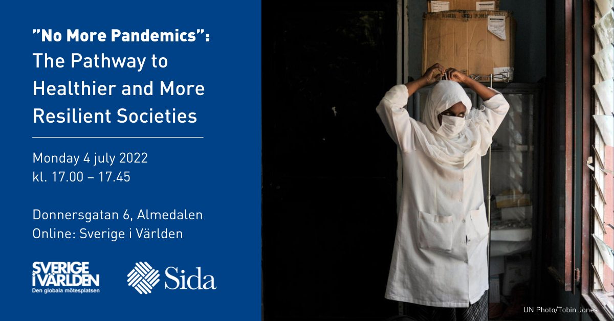 Sida (@sida) on Twitter photo The COVID-19 pandemic presented an unprecedented challenge to health systems worldwide, but how do we stop pandemics to begin with? Watch our panel discussion w/ @SidaCarin @thomsen_sarah @NordstrmAnders <a href="/Anders_RedCross/">Anders Pedersen</a> <a href="/eleakl/">Eleni Aklillu</a> at #Almedalen Mon 4 July! sida.se/seminarier-och… The COVID-19 pandemic presented an unprecedented challenge to health systems worldwide, but how do we stop pandemics to begin with? Watch our panel discussion w/ @SidaCarin @thomsen_sarah @NordstrmAnders <a href="/Anders_RedCross/">Anders Pedersen</a> <a href="/eleakl/">Eleni Aklillu</a> at #Almedalen Mon 4 July! sida.se/seminarier-och…