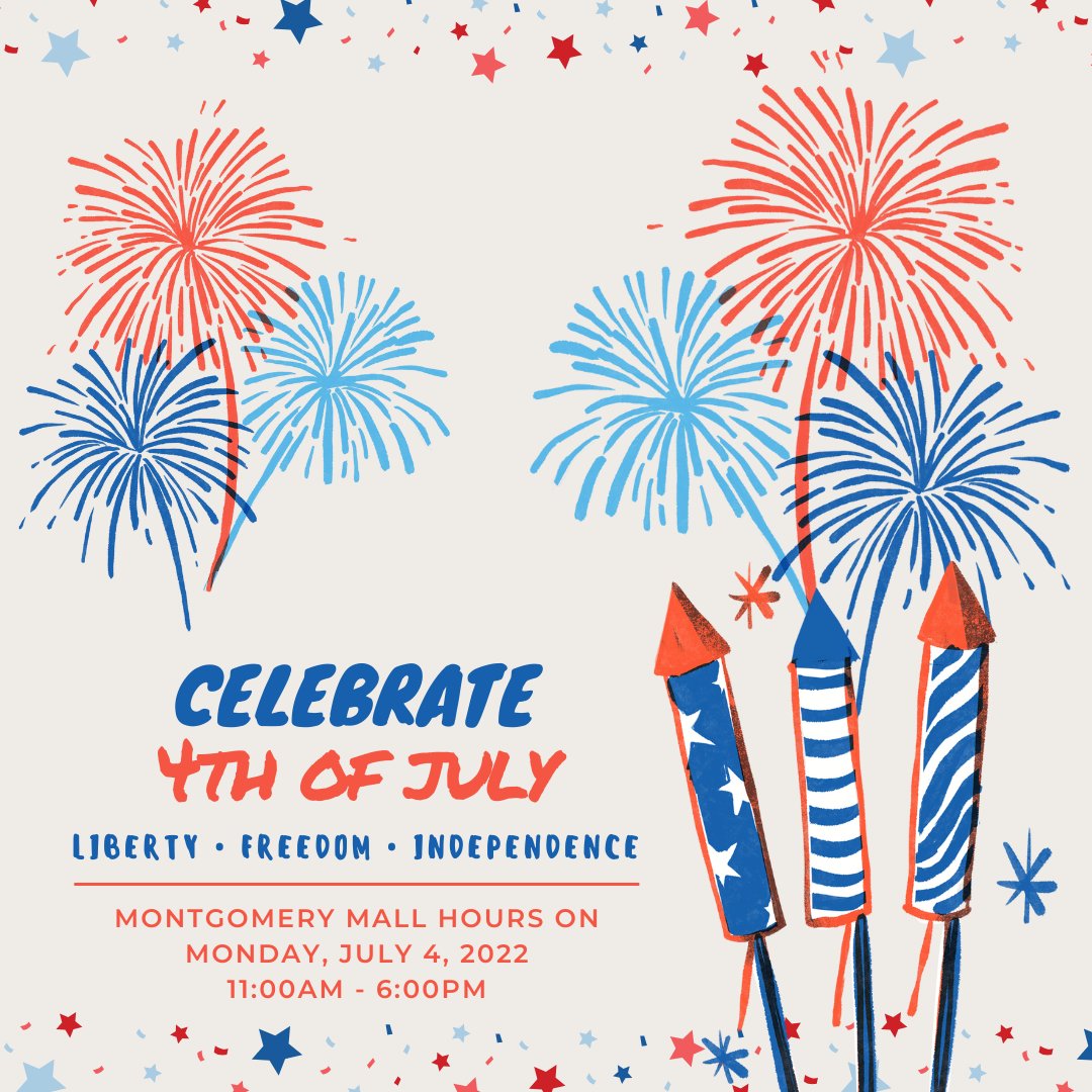 🇺🇸 The Montgomery Mall will be open from 11:00AM - 6:00PM on Monday, July 4, 2022 🇺🇸
•
•
•
#4thofJuly #shopmontgomerymall #montgomerymall #northwales #lansdale #montgomerycounty #pennsylvania
