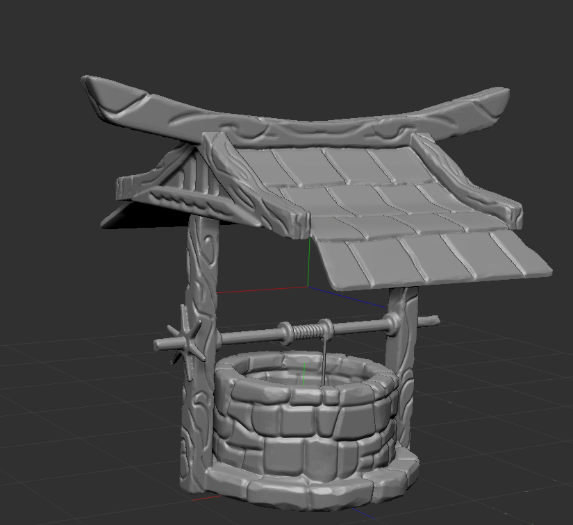 Jar0Jello's tweet photo. Just experimenting with Maya and ZBrush Core creating a stylised well #3dmodeling #zbrush #gameart #Roblox #RobloxDev #lowpoly https://t.co/32981kKo2i