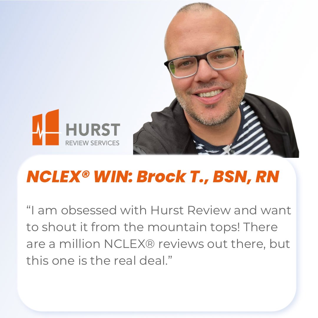 HurstReview's tweet photo. "I am obsessed with Hurst Review and want to shout it from the mountain tops!"
This is what we love. We love helping nursing students get that NCLEX® win they have been working so hard to achieve. We love helping you pass the FIRST TIME. Let's do this #hurstreview #hurstworks https://t.co/H8MdovM9Ux