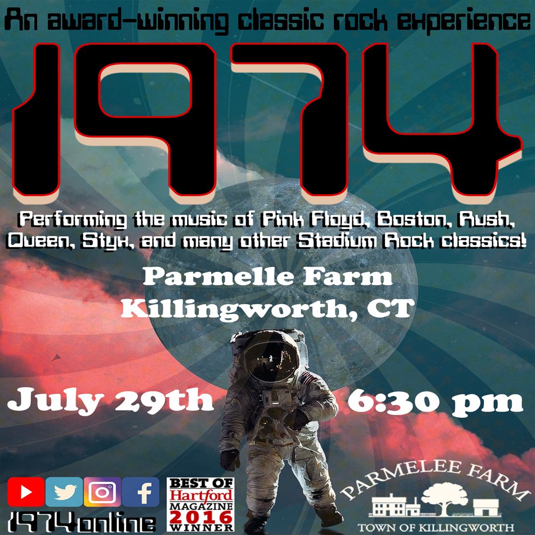 1974online's tweet photo. HEYYYYYY YOUUUUUUUU GUYSSSSSSSSSSSS #ParmelleFarm - #Killingworth 6:30pm July 29th 

Sneak peak #YouTube link in our bio

#pinkfloyd #kansas #thewho #electriclightorchestra #ELO #styx #boston #heart #tompetty  #wings #mccartney #paulmccartney #jethrotull #eagles #foreigner https://t.co/mv7J8HIIsQ