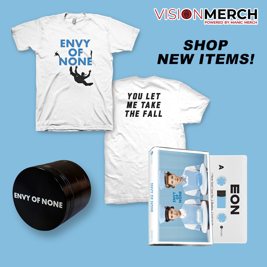 The ONLY way to listen to Envy of None. The signature EON grinder, cassette and a new tee design is now available via our US Merch store:
visionmerch.com/envy-of-none