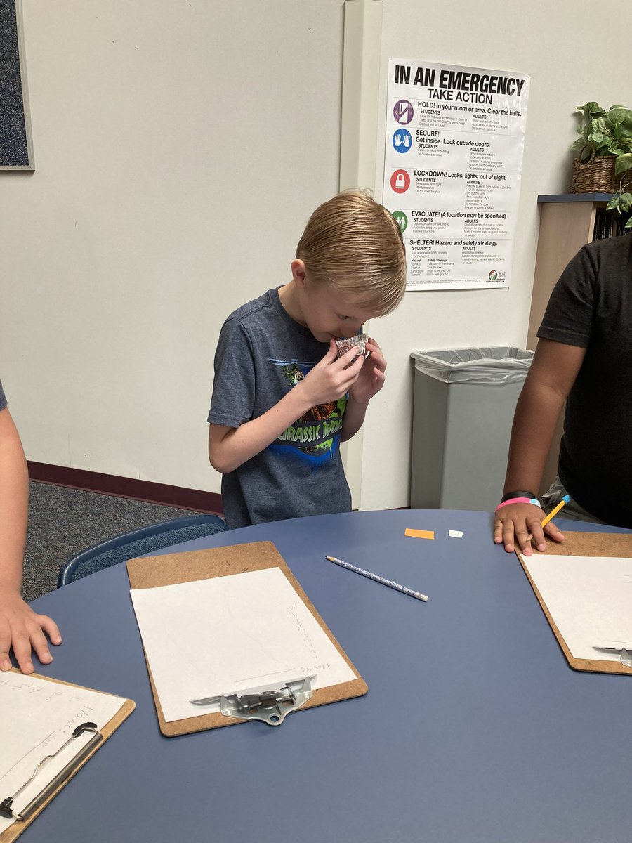 PassmoreElem's tweet photo. Students continue to learn and grow at the Passmore Summer Learning program! Yesterday, they read Ada Twist, Scientist and then formed a hypothesis about what smell was on the cotton ball, made observations, and confirmed their predictions. @AlvinISD #AlvinISDReads https://t.co/AE8DlDzRU0
