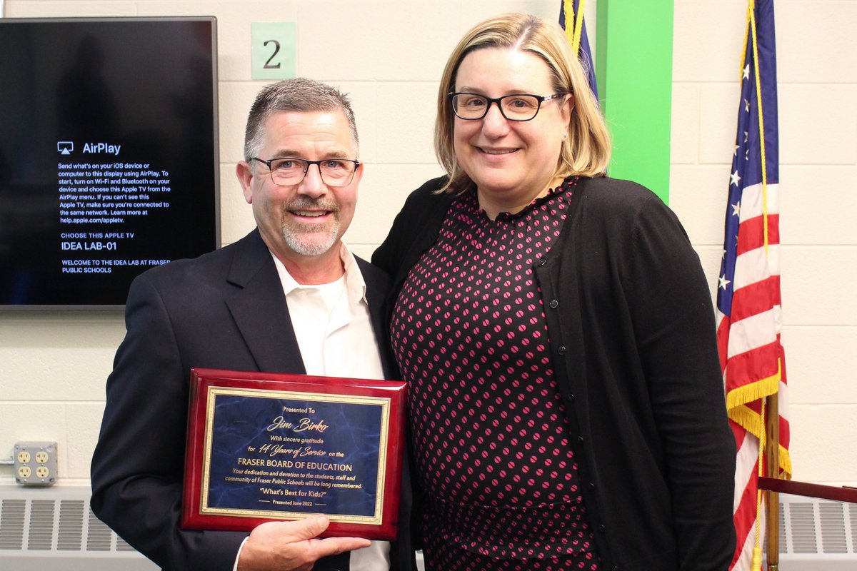 FraserSchools's tweet image. Thank you, Mr. Birko!

Last night was Trustee Jim Birko&apos;s last meeting. He has served as trustee, vice president &amp;amp; president during the last 14 years. 

We are grateful for the leadership &amp;amp; dedication that Mr. Birko has provided to our #FraserFamily. We wish him all the best!