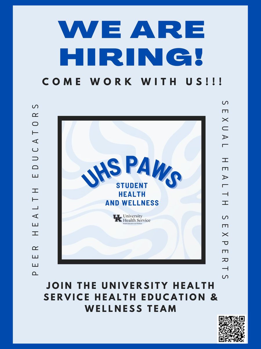 Join our team! Are you a UK student looking for a job (4-10 hours weekly) that works with your schedule and allows you to educate your peers? Apply here➡️ uky.az1.qualtrics.com/jfe/form/SV_1H…