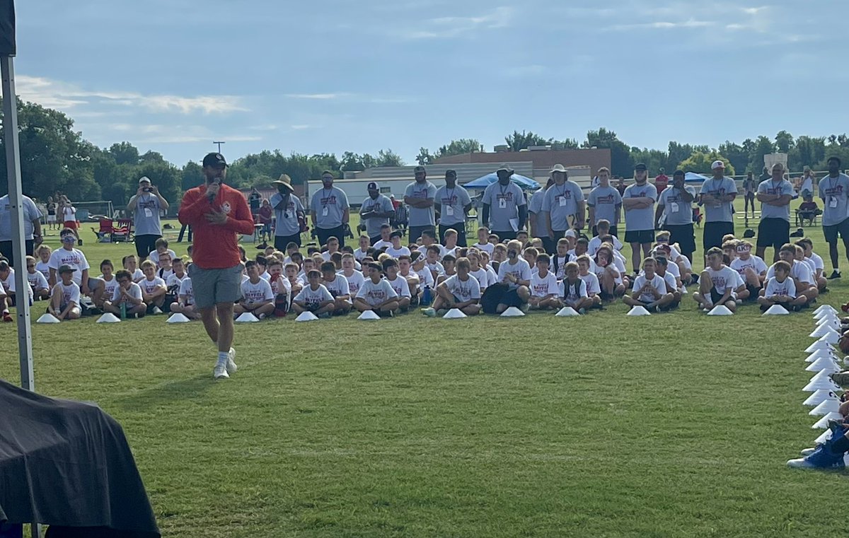 Tripp is having all of the fun at the Baker Mayfield football Procamp today! <a href="/bakermayfield/">Baker Mayfield</a> <a href="/ProCamps/">ProCamps</a> #Experience
