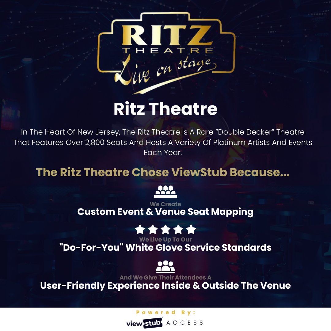 We are proud to be partners with, The Ritz Theatre! 

If this sounds like the kind of service your company would be interested, please leave us a comment below and we'll connect with you!

 #eventplatform #eventpromoter #eventproducer #eventseatmap #customseatmap #partnership