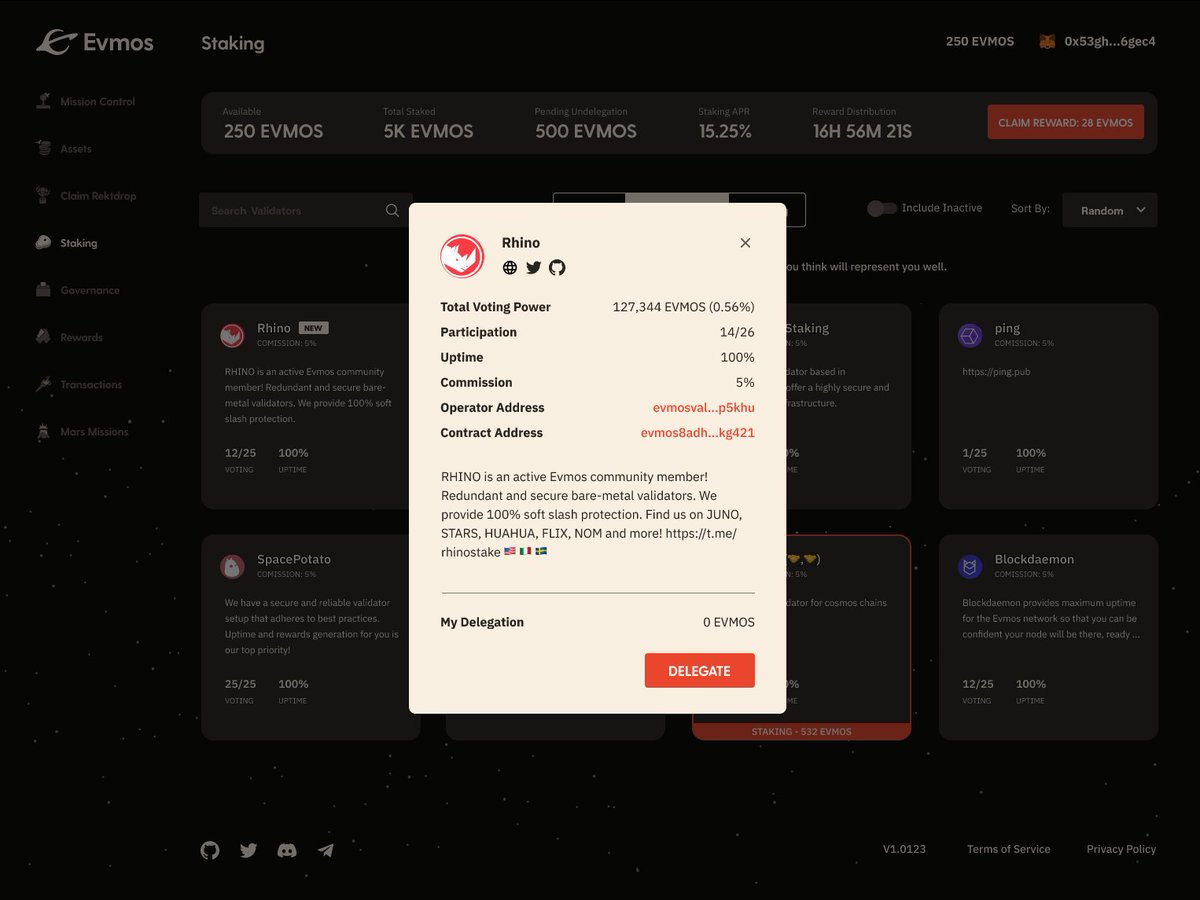 EvmosOrg's tweet image. Staking/validator dashboard sneak peek 👀

Can you guess what features are coming?