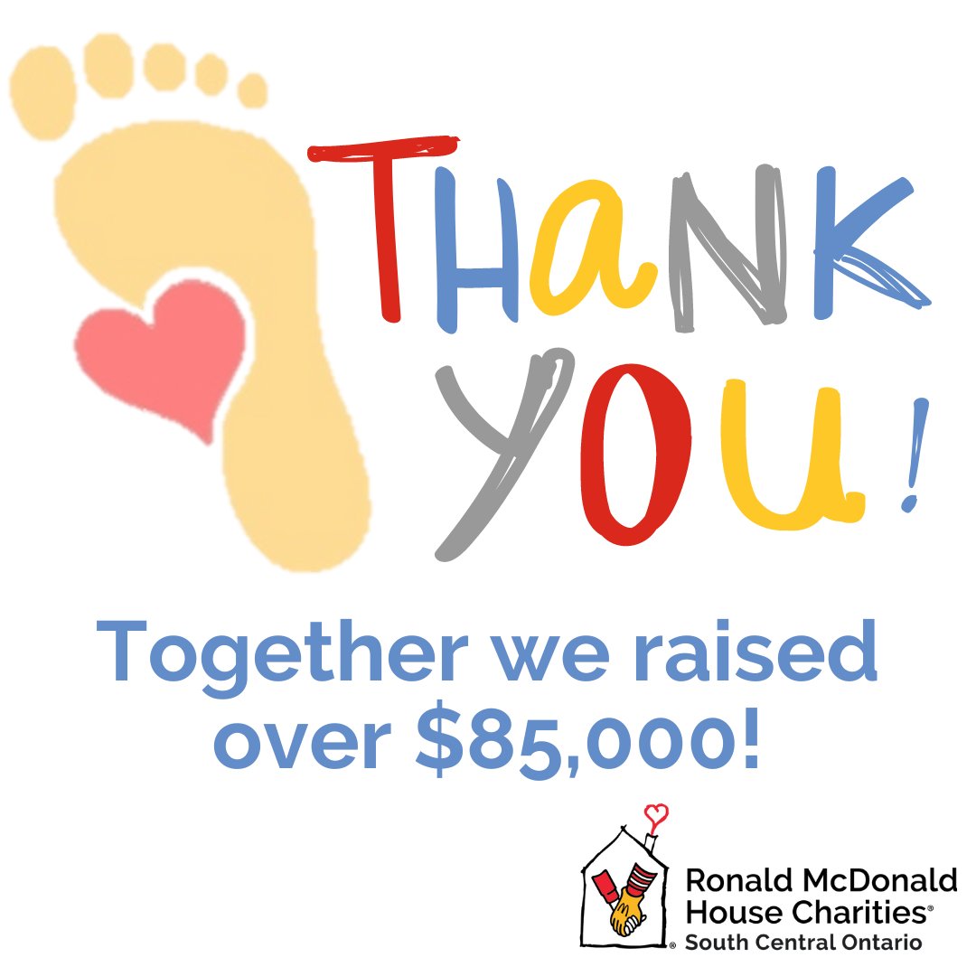 rmh_sco's tweet photo. The numbers are in! 37 teams plus the generous matching from our presenting partners, @MeridianCU brings our #FootstepsforFamilies fundraising total to over $ 85 000!

Thank you to all who fundraised to help #KeepFamiliesClose! https://t.co/4zVzW9sWPv